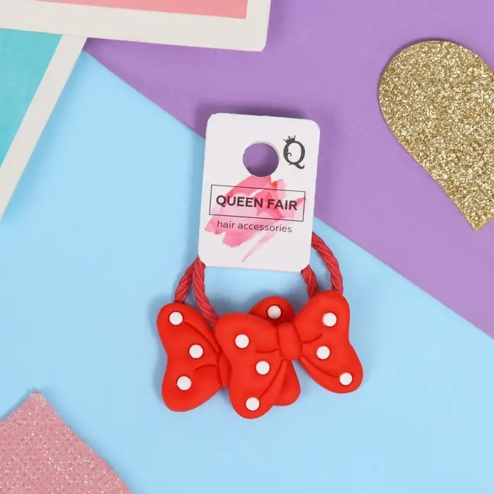 Резинка для волос Резинка для волос "Крошка" (набор 2 шт) бантик горошек, красный