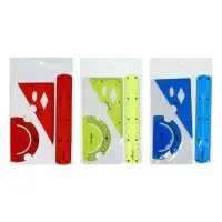 Набор геометрический Calligrata, силиконовый, гибкий, 3 предмета (линейка 20 см, угольник, транспортир), МИКС