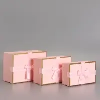 Набор подарочных коробок 3 в 1 прямоугольные с бантом, розовый, 23&times;16&times;9.5; 21&times;14&times;8; 19&times;12&times;6.5 см