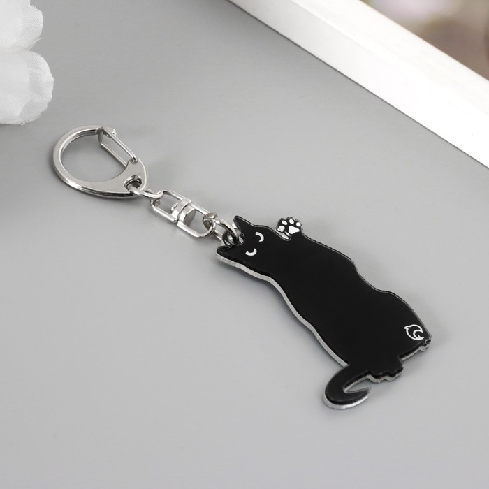 Брелок акрил "Чёрный котик" 3,3х5 см