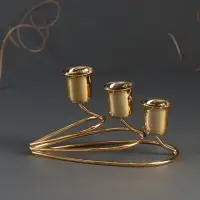 Металлический подсвечник на 3 свечи &laquo;Капли&raquo;, золото, 14&times;8&times;8 см