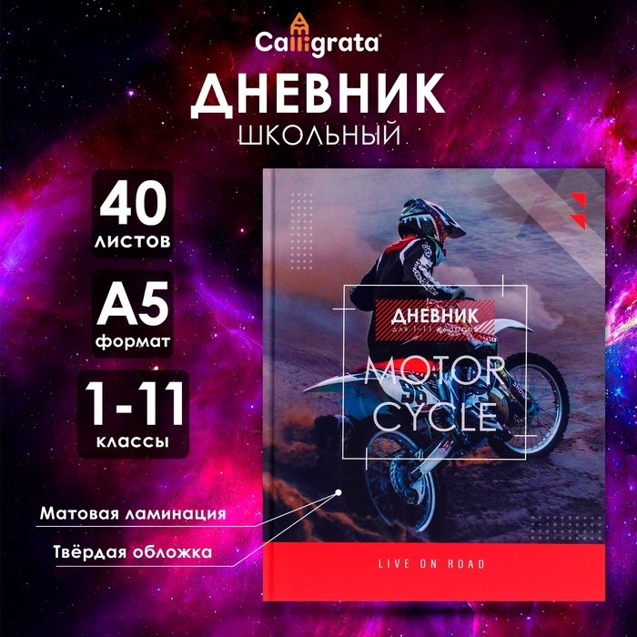 Дневник универсальный для 1-11 классов, "Мотофристайл", твердая обложка 7БЦ, матовая ламинация, 40 листов