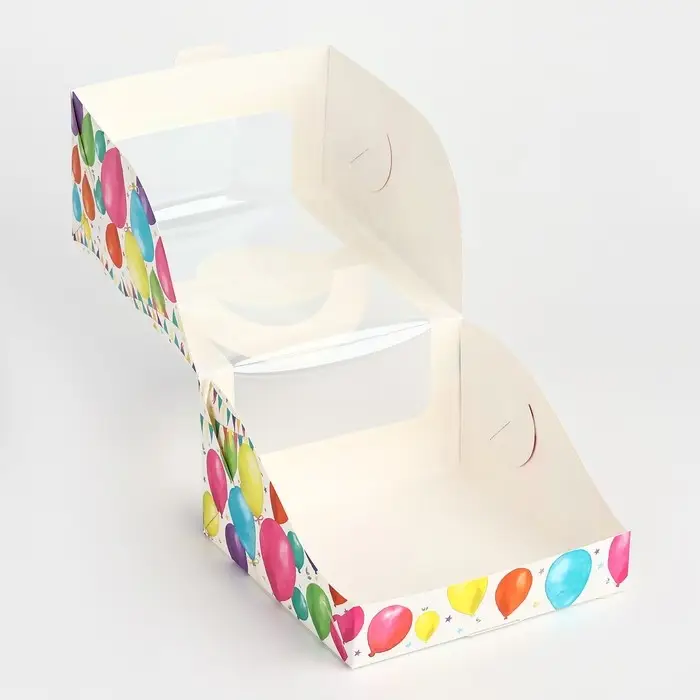 Коробка под бенто-торт с окном «С Днём рождения!», 14 х 14 х 8 см Коробка под бенто-торт с окном «С Днём рождения!», 14 х 14 х 8 см