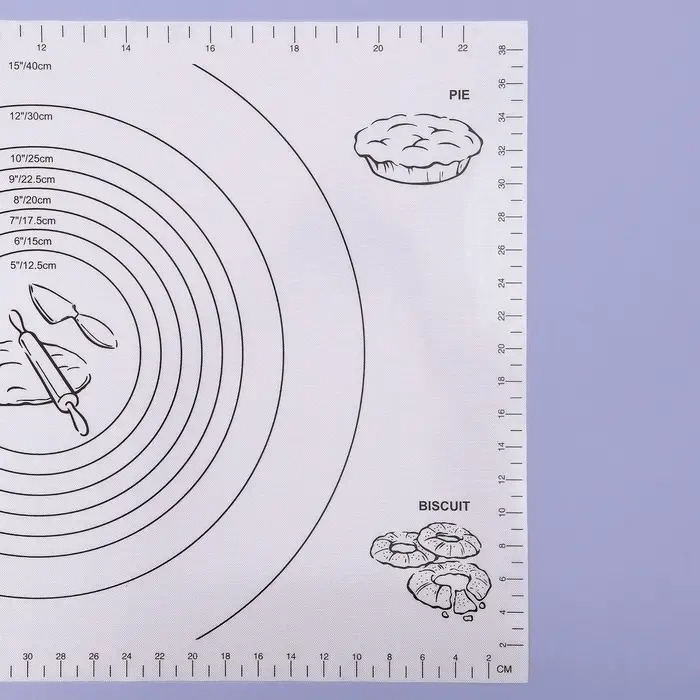 Коврик для выпечки и раскатки теста с разметкой, армированный &laquo;Эрме&raquo;, силикон, 59.5&times;40 см, белый