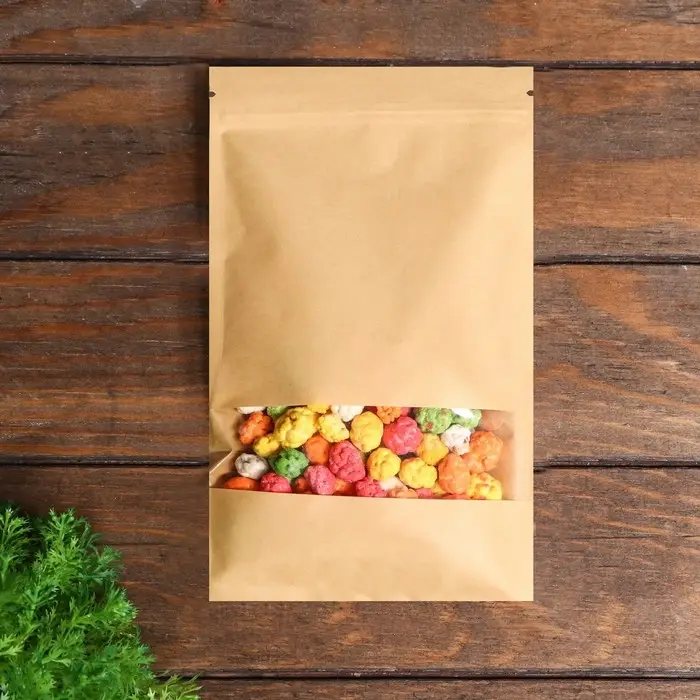 Пакет Zip - lock Крафт с прямоугольным окном, плоский, 16×26 см Пакет Zip - lock Крафт с прямоугольным окном, плоский, 16×26 см