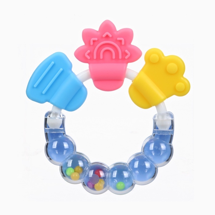 Прорезыватель погремушка Крошка Я «Браслетик», голубой/зеленый