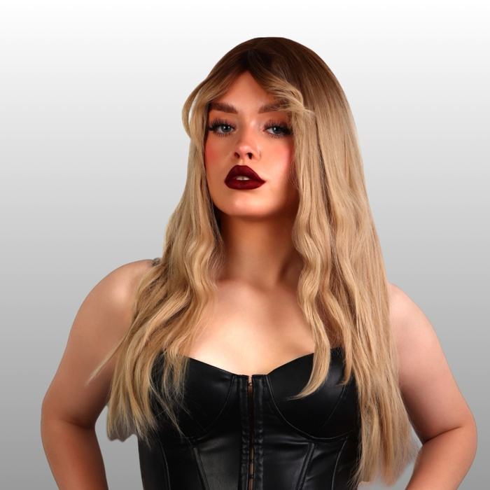 Парик искусственный, с чёлкой, имитация кожи, 60 см, цвет русый/блонд Парик искусственный, с чёлкой, имитация кожи, 60 см, цвет русый/блонд