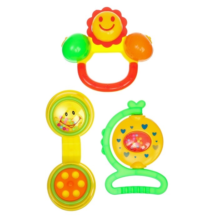 Набор погремушек «Маленькие радости», 3 шт, цвет МИКС, Крошка Набор погремушек «Маленькие радости», 3 шт, цвет МИКС, Крошка