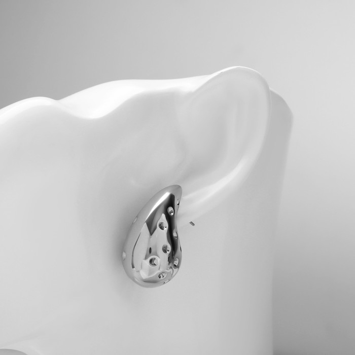 Серьги пластик «Капля» дутые, цвет серебро Серьги пластик «Капля» дутые, цвет серебро