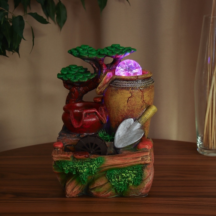 Фонтан Фонтан "Бочки и лопата" 27х18 см (с подсветкой)