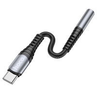 Адаптер Hoco LS33, Type-C (m) - jack 3.5mm (f), 12 см, серый