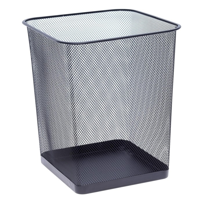 Корзина для бумаг, сетка металлическая, квадратная, черная Корзина для бумаг, сетка металлическая, квадратная, черная