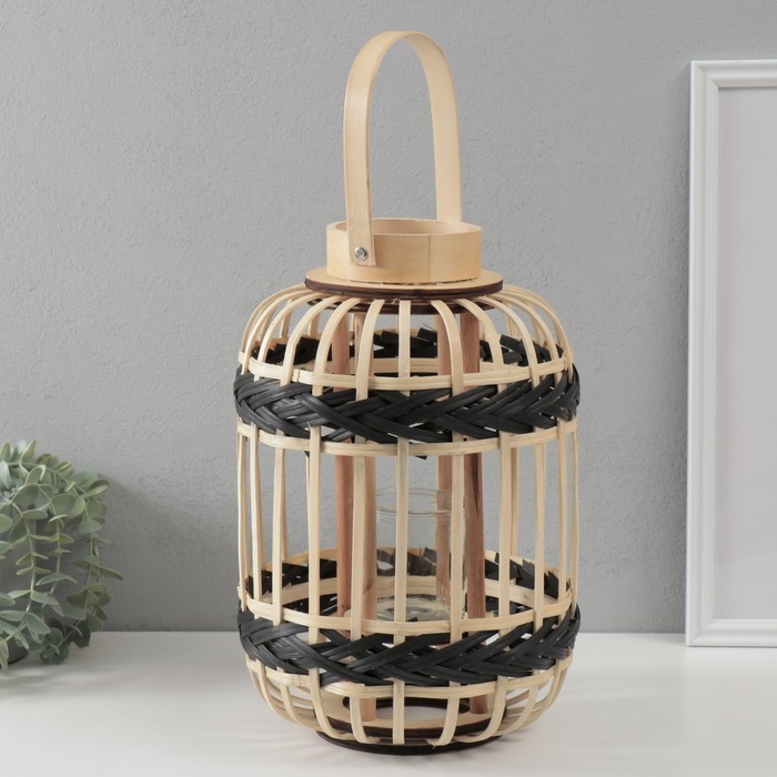 Подсвечник бамбук Подсвечник бамбук "Фонарик. Вертикаль" 32,5х23,5х23,5 см