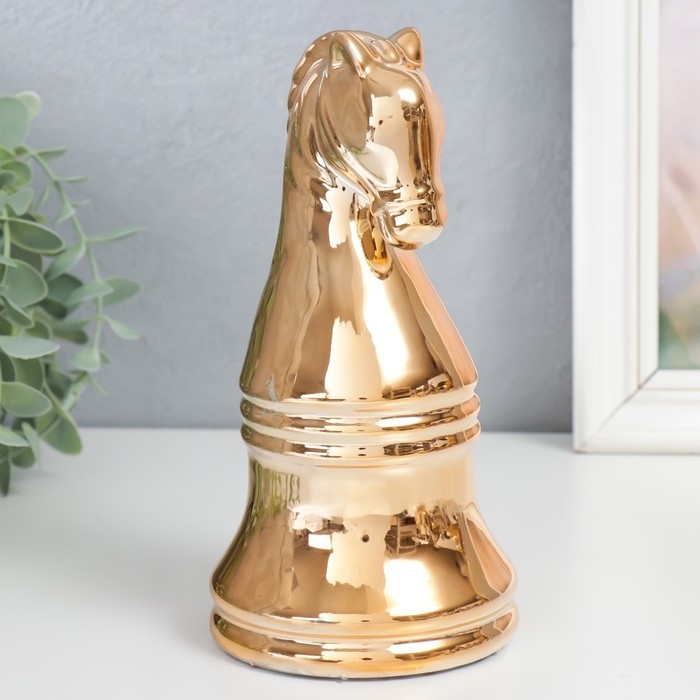 Сувенир керамика  Сувенир керамика "Шахматная фигура. Конь" золото 20,5х10х10 см