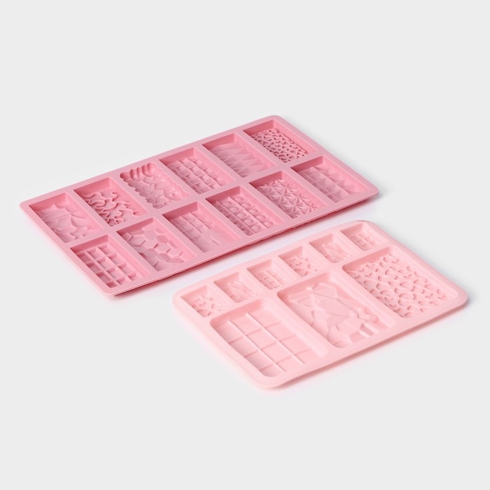 Набор форм для шоколада Доляна «Шоколадное ассорти», 2 шт, силикон, цвет розовый Набор форм для шоколада Доляна «Шоколадное ассорти», 2 шт, силикон, цвет розовый