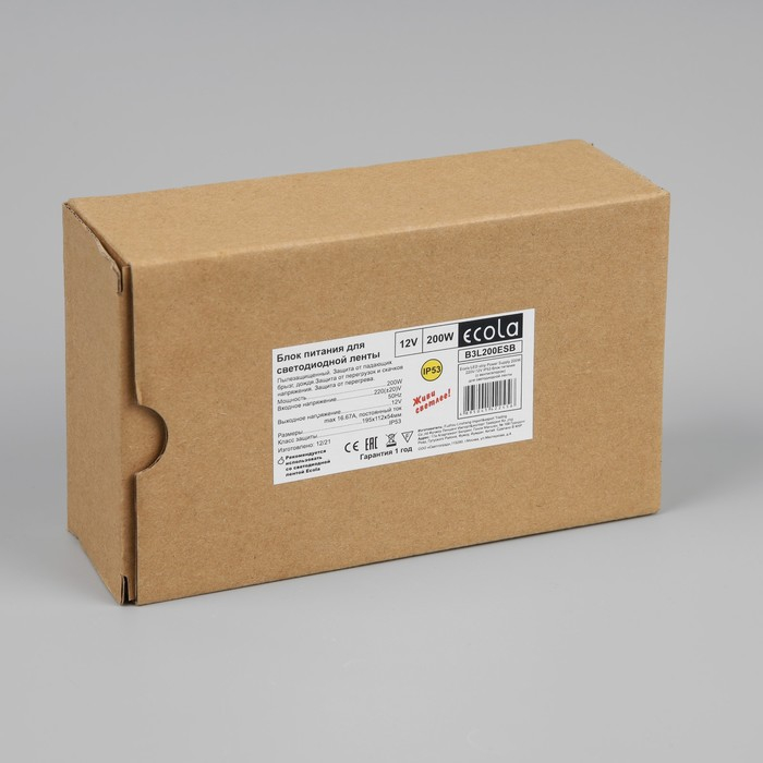 Блок питания Ecola для светодиодной ленты 12 В, 200 Вт, IP53 Блок питания Ecola для светодиодной ленты 12 В, 200 Вт, IP53