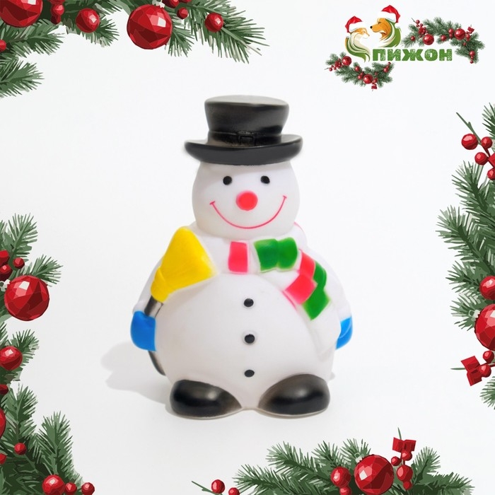 Игрушка пищащая  Игрушка пищащая "Снеговик в шляпе" для собак, 7,5 х 11 см