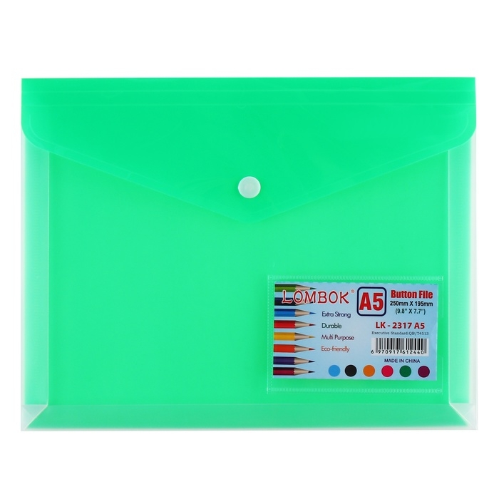 Папка-конверт на кнопке А5, 180 мкр, с расширением, карман для визиток, МИКС Папка-конверт на кнопке А5, 180 мкр, с расширением, карман для визиток, МИКС