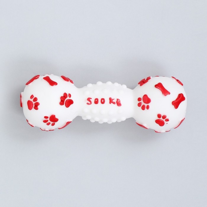 Игрушка пищащая Игрушка пищащая "Новогодняя Гантель", 12,5 см, белая