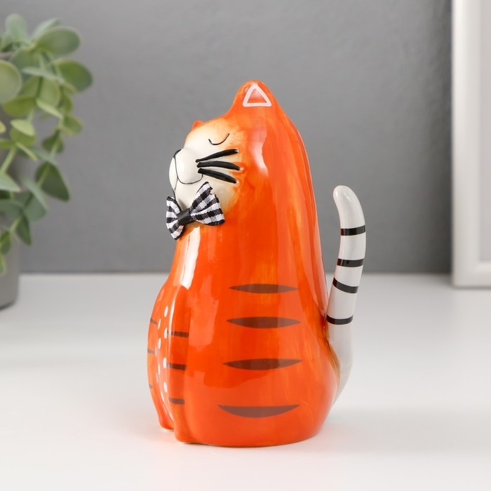 Ваза керамика Ваза керамика "Рыжий котик с бантиком" 8,7х7,7х13,5 см