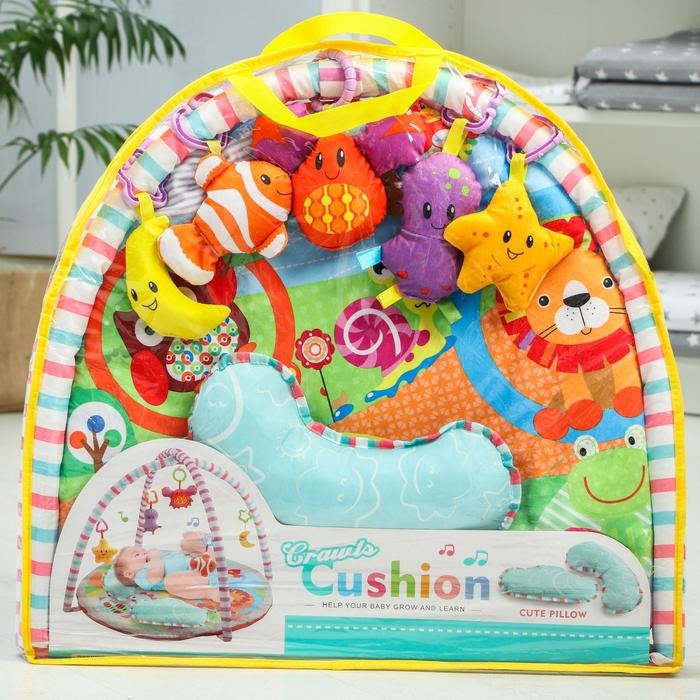 Развивающий коврик с дугами «Ежик на прогулке», 70x70 см, Крошка Я Развивающий коврик с дугами «Ежик на прогулке», 70x70 см, Крошка Я