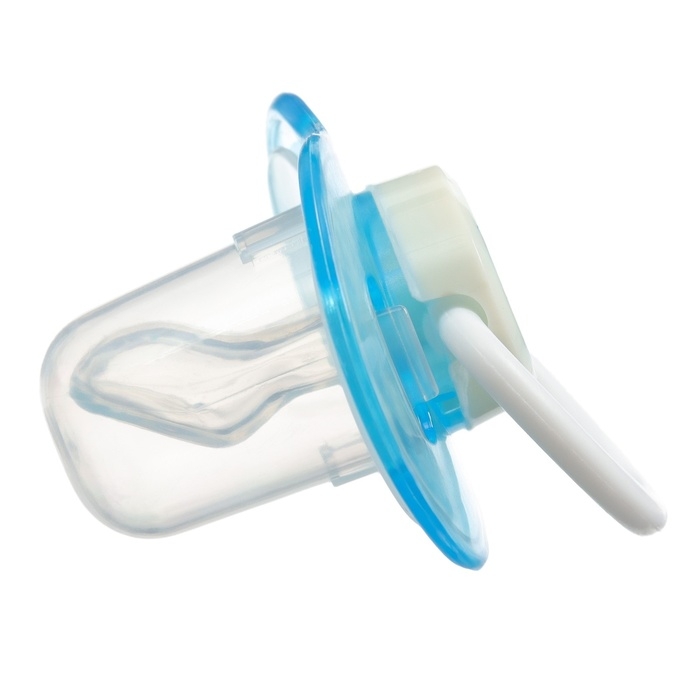 Соска - пустышка силиконовая ортодонтическая, от 3 мес., с колпачком, в контейнере, цвет голубой Соска - пустышка силиконовая ортодонтическая, от 3 мес., с колпачком, в контейнере, цвет голубой