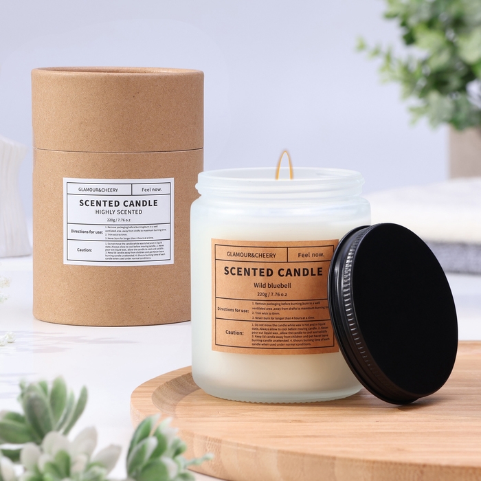 Свеча ароматическая в банке  Свеча ароматическая в банке "AmeHome", 220 г, ветряные колокольчики, в тубусе