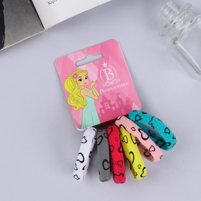 Резинка для волос Резинка для волос "Лина" (набор 6 шт) сердечки, 4 см