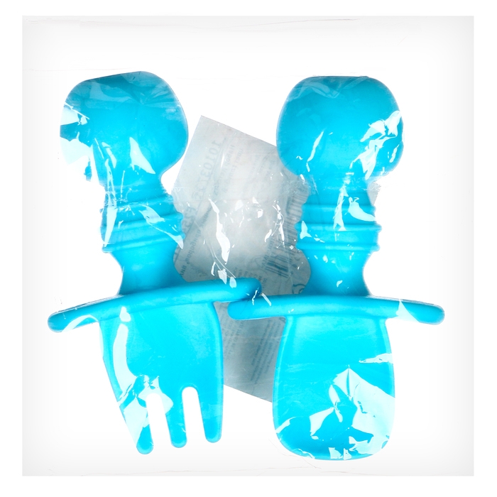 Набор детских столовых приборов, вилка, ложка, цвет голубой Набор детских столовых приборов, вилка, ложка, цвет голубой