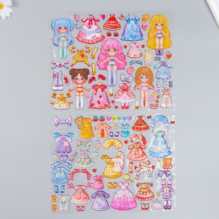 Наклейка пластик 2 листа Наклейка пластик 2 листа "Гардероб маленькой принцессы" МИКС 29х30,5 см