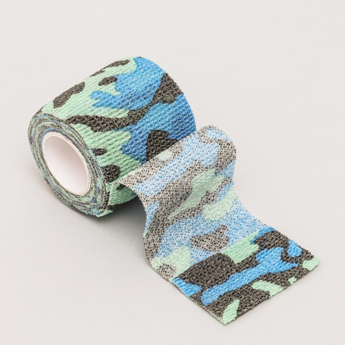Бинт самофиксирующийся  Бинт самофиксирующийся "Камуфляж", 5 см, макс. растяжимость 4,5 м, микс синего