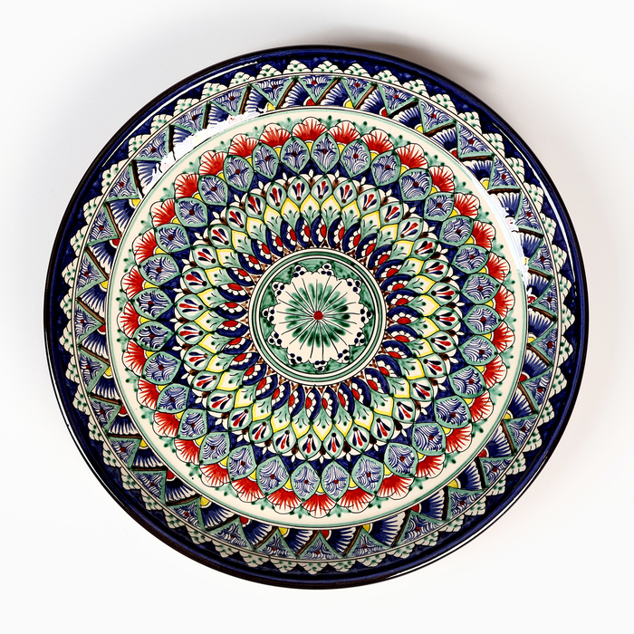 Ляган Риштанская Керамика  Ляган Риштанская Керамика "Узоры", 36 см, синий