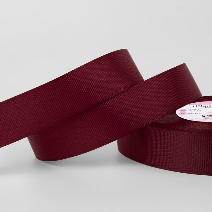 Лента репсовая, 25 мм, 23 ± 1 м, цвет винный №80 Лента репсовая, 25 мм, 23 ± 1 м, цвет винный №80