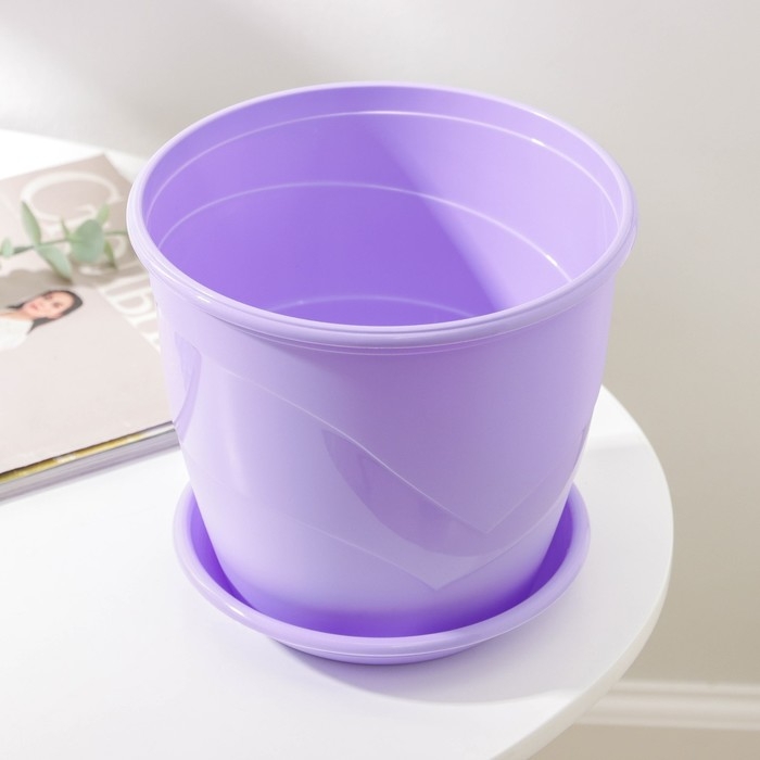 Горшок для цветов с поддоном «Венеция», 3,1 л, d=19 см, цвет лаванда