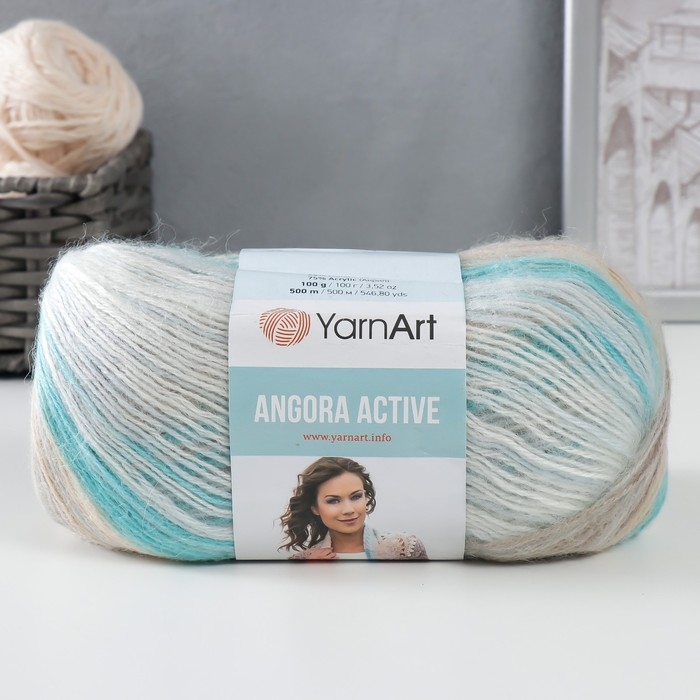 Пряжа Пряжа "Angora Active" 20% шерсть, 80% акрил 500м/100гр (852 бир-крем-бел)
