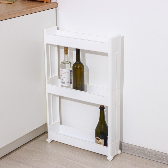 Стойка напольная 3-х секционная, на колёсиках, цвет белый Стойка напольная 3-х секционная, на колёсиках, цвет белый