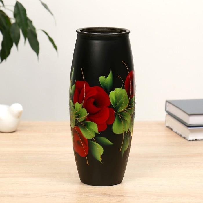 Ваза Ваза "Розы" роспись на крашеном стекле, d-7; 10х23 см