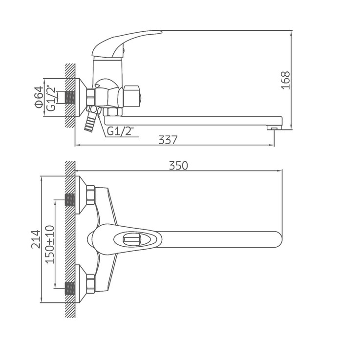 Смеситель для ванны Accoona A7140, однорычажный, излив 300 мм, с душевым набором, хром Смеситель для ванны Accoona A7140, однорычажный, излив 300 мм, с душевым набором, хром