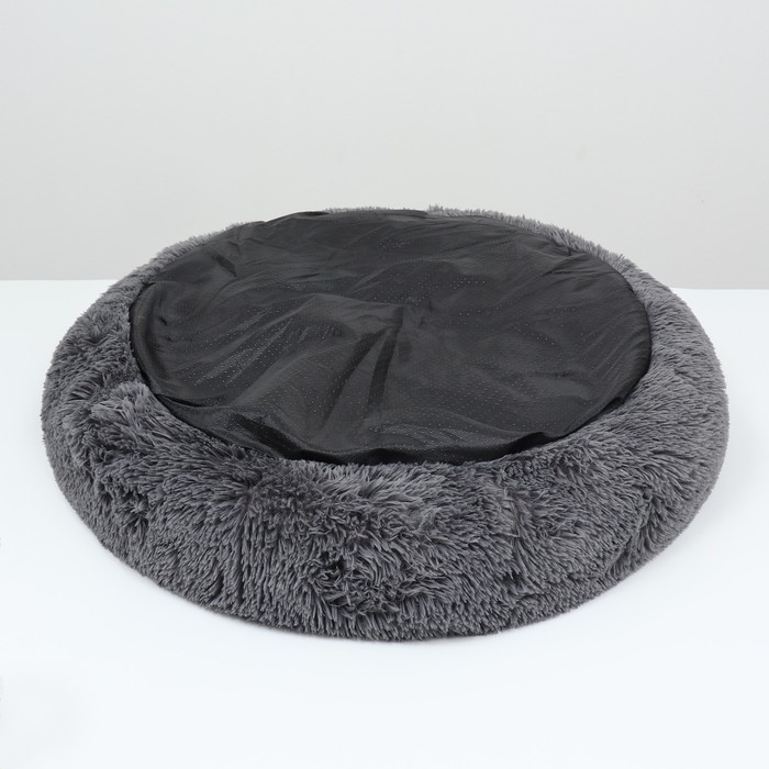 Лежанка для собак и кошек, длинный мех, 80 х 80 х 25 см, серая Лежанка для собак и кошек, длинный мех, 80 х 80 х 25 см, серая