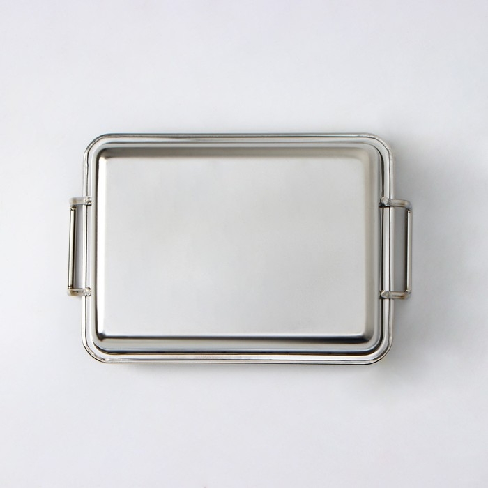 Противень из нержавеющей стали для подачи, 15,5×11,5×3,5 см, с ручками, цвет хромированный