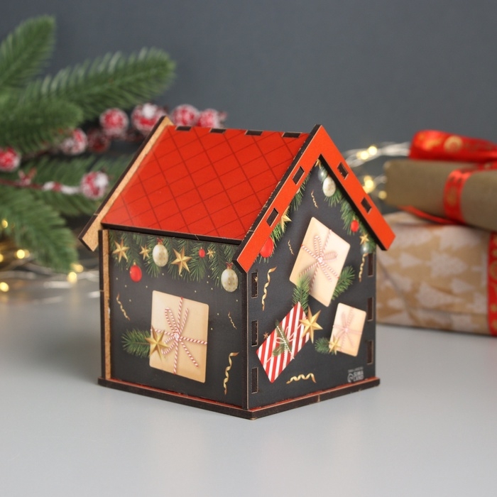 Новогодний чайный домик  Новогодний чайный домик "Счастья в НГ" 10,5х9,5х12 см