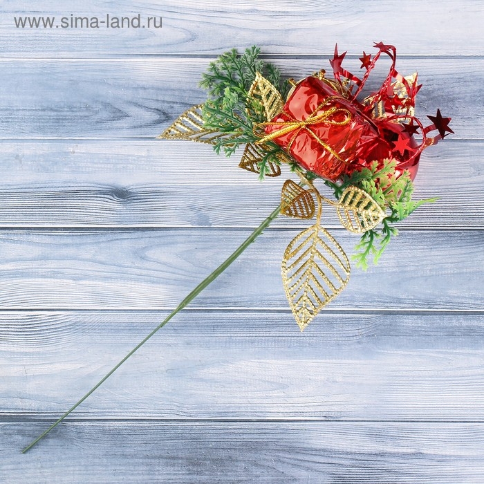 Декор  Декор "Зимняя сказка" шарик и подарок, 15 см, красный