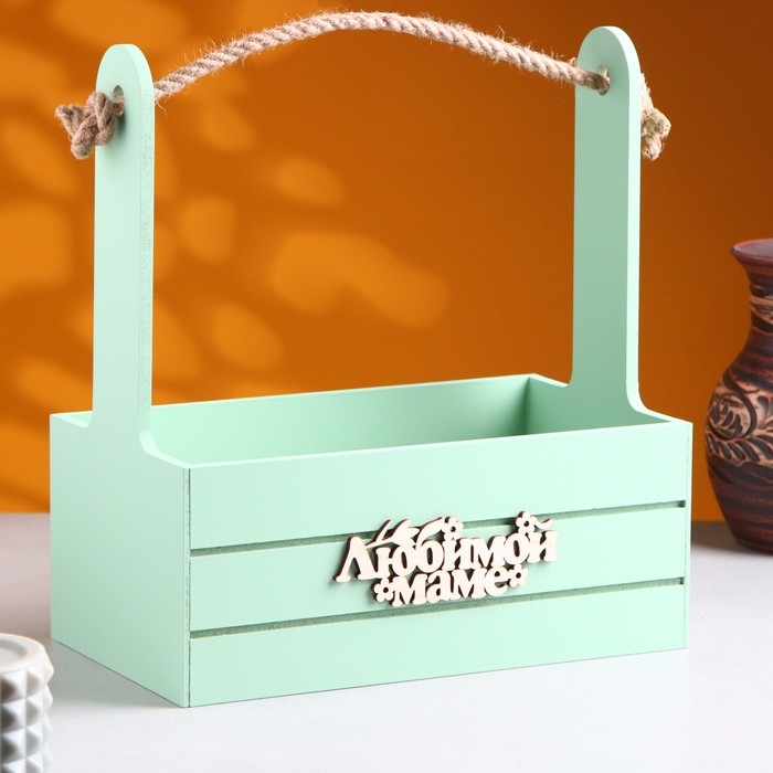 Ящик - кашпо деревянный 25х15х30  Ящик - кашпо деревянный 25х15х30 "Любимой Маме" Оливковый