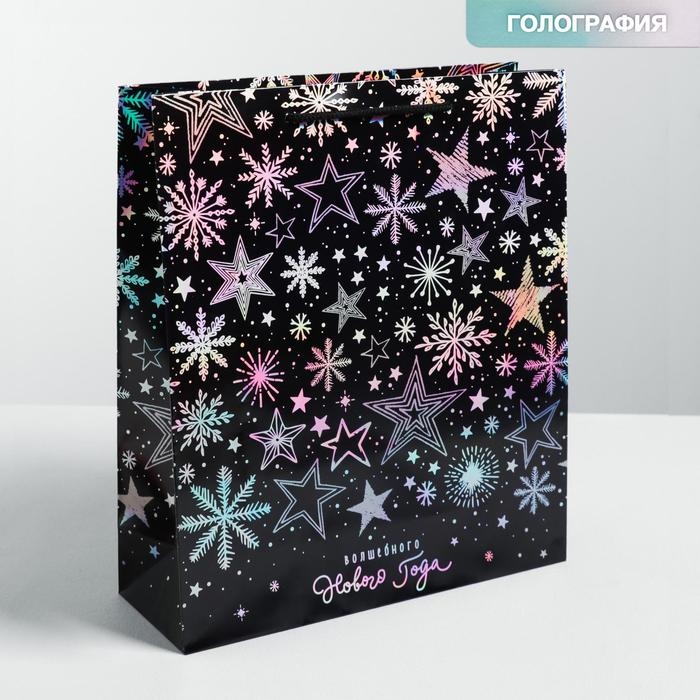 Пакет голографический вертикальный «Волшебного Нового года», M 26 x 30 х 9 см , Новый год Пакет голографический вертикальный «Волшебного Нового года», M 26 x 30 х 9 см , Новый год