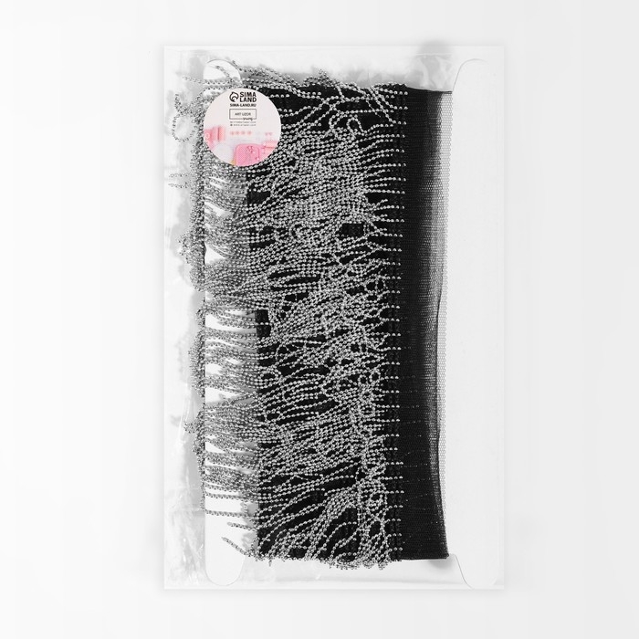 Тесьма металлизированная «Бахрома», 5 см, 4,5 ± 0,5 м, цвет чёрный Тесьма металлизированная «Бахрома», 5 см, 4,5 ± 0,5 м, цвет чёрный