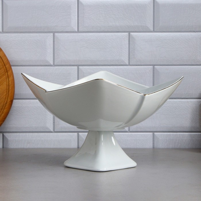 Салатник «Тюльпан», с подставкой, 2 л, золотая обводка, фарфор, Иран Салатник «Тюльпан», с подставкой, 2 л, золотая обводка, фарфор, Иран