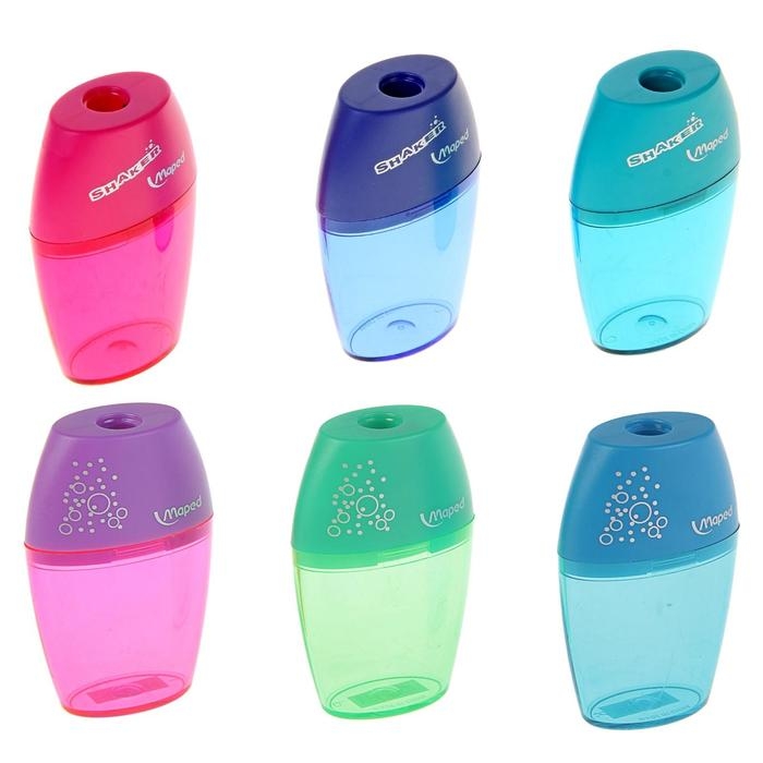 Точилка 1 отверстие с контейнером Maped Shaker, микс Точилка 1 отверстие с контейнером Maped Shaker, микс