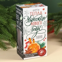 Новый год! Подарочный набор для глинтвейна «Тепла»: бокал 250 мл., специи 30 г., носки 36-39 размера