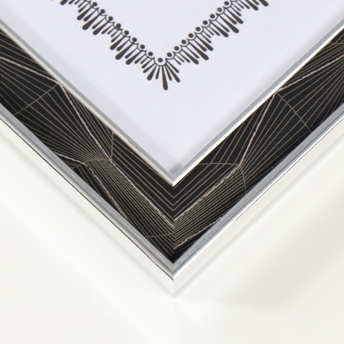 Фоторамка пластик формат А4 Фоторамка пластик формат А4 "Абстракция из линий на чёрном" серебро 1,5х24,6х33,3 см