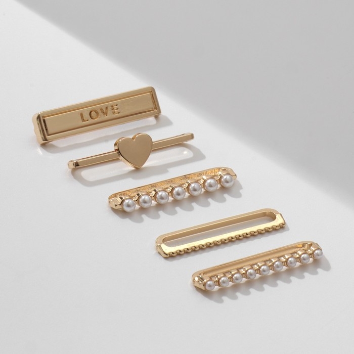 Шармы на ремешок для часов «Любовь», набор 5 шт., цвет белый в золоте Шармы на ремешок для часов «Любовь», набор 5 шт., цвет белый в золоте